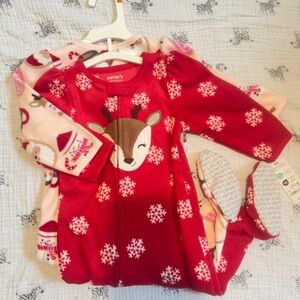 Carter's Festive Red and Pink Onesie with Reindeer